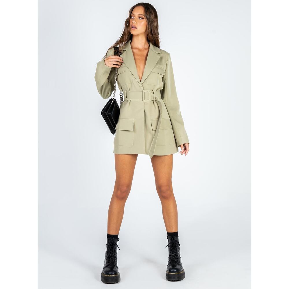 Princess Polly Steinway Mini Dress Long Sleeve Green - US 4 - Picture 5 of 8